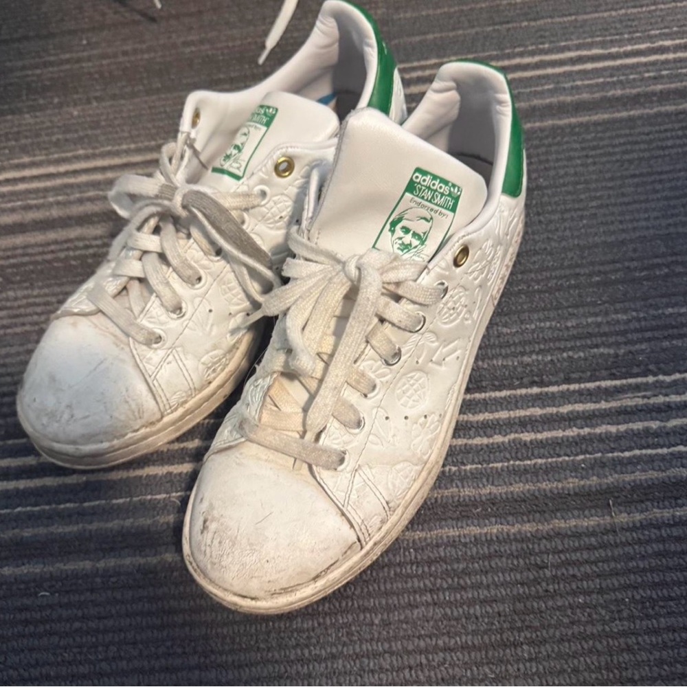 Adidas Stan Smith White and Green Sneakers
